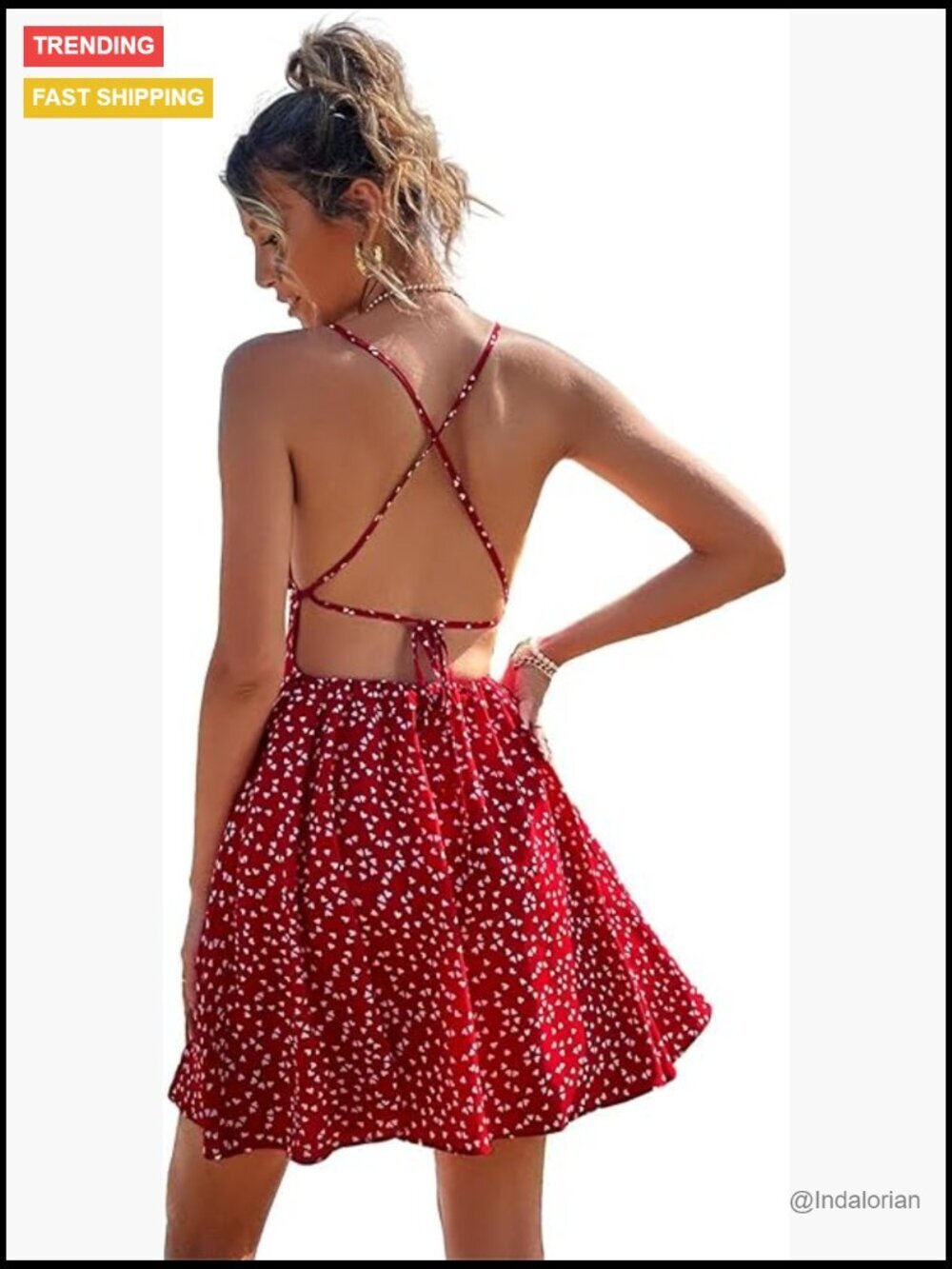 Ditsy Floral Backless Tie Back Sleeveless Cami Mini Dress
